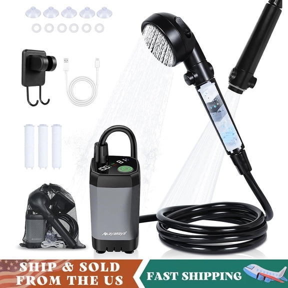 Outdoor 6000mAh Rechargeable Portable Shower w/4 Spray Modes for Camping Travel