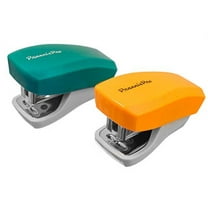 PraxxisPro Mini Staplers with Built-in Staple Removers, Staples 2 to 18 Sheets, Includes 2,000 Staples. Set of 2 (Orange & Green)