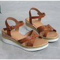 thumbnail image 5 of HAOTAGS Dressy Wedge Sandals for Women Breathable Open Toe Walking Shoes Brown Size 5.5, 5 of 9