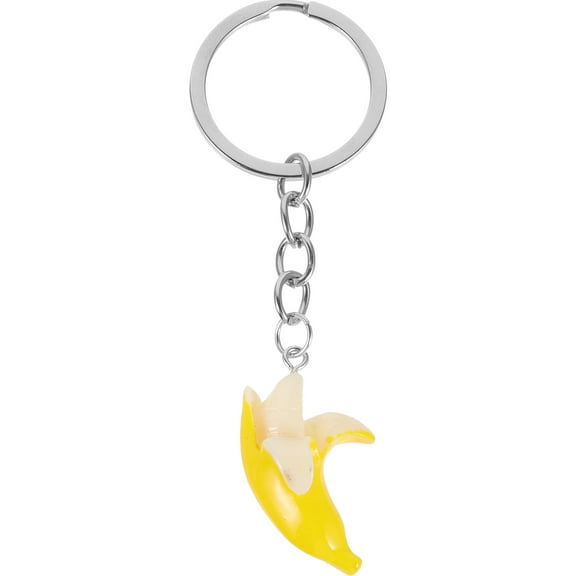 Christmas Key Holder with Realistic Banana and Strawberry Fruit Pendants, Resin Chain Purse Accessory for
