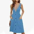 thumbnail image 2 of XuJwPNcy Summer Dresses for Women Elegant Lace V Neck Dresses Sleeveless High Waisted Casual Midi Dress with Pockets, 2 of 6