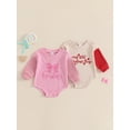 thumbnail image 3 of My First Valentines Day Outfit Baby Girl Boy Sweatshirt Bubble Romper Heart Sweater One Piece Bodysuit Spring Clothes, 3 of 9