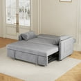 thumbnail image 3 of 54" Pull Out Couch, Modern Velvet Convertible Sleeper Sofa with 2 Pillows & Side Pockets, Love Seat Sofa Bed with Headboard for Small Space, Living Room Apartment, Gray, 3 of 9