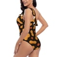 thumbnail image 4 of Rateoe Peanuts5 Pattern Women One Piece Swimsuits Tummy Control One Shoulder Bathing Suits Ruffle Swimwear-Small, 4 of 6
