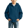 thumbnail image 2 of BLVB Boys Girls Zip up Hoodies Kids Casual Long Sleeve Hooded Sweatshirt Fall Jacket with Pockets 5-16 Years(Navy,13-14 Years), 2 of 9