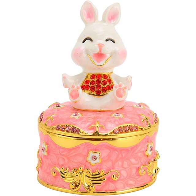 AVEKI Boîte à Bijoux Boîte à Bijoux en Forme de Lapin, Boîte de Rangement de Bijoux de Conception Magnétique Mignonne Exquise, Adaptée pour le Cadeau de Décoration de Commode à Domicile B0514