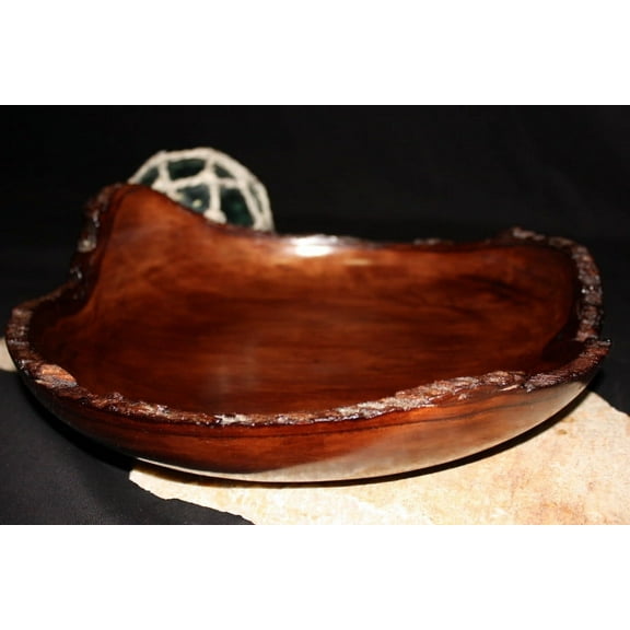 Carved Wood Bowl Designer - Tamarin 14" Stained | #lpu04s