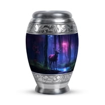 JAGASY Deer Small Urns for Sister - Purple Urn for Human Ashes Keepsake - Forest River Trees Decorative Cremation Urns - Blue Urn for Ashes Adult Male & Female - (3 Inch)