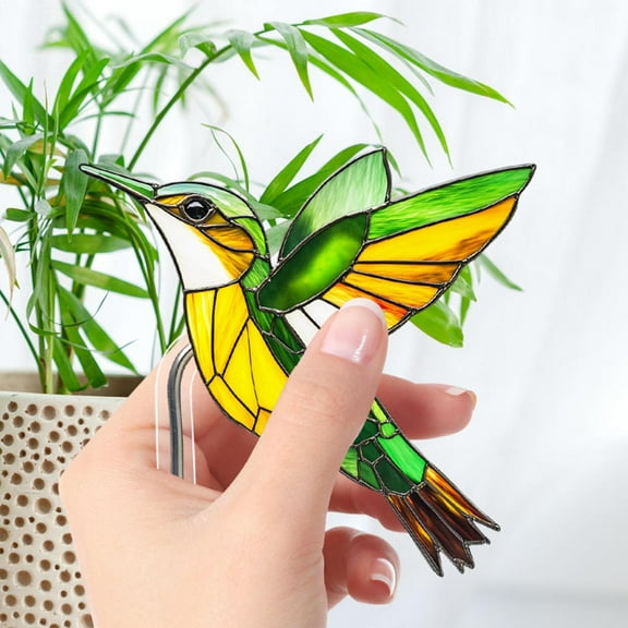 Bird Garden Stake Acrylic Bird Garden Stake All-Season Ornament Landscaping Stained Glass Supplies for Poolside Lawn Patio Park Daisy Cactus Aloe Orchids Pot valuable