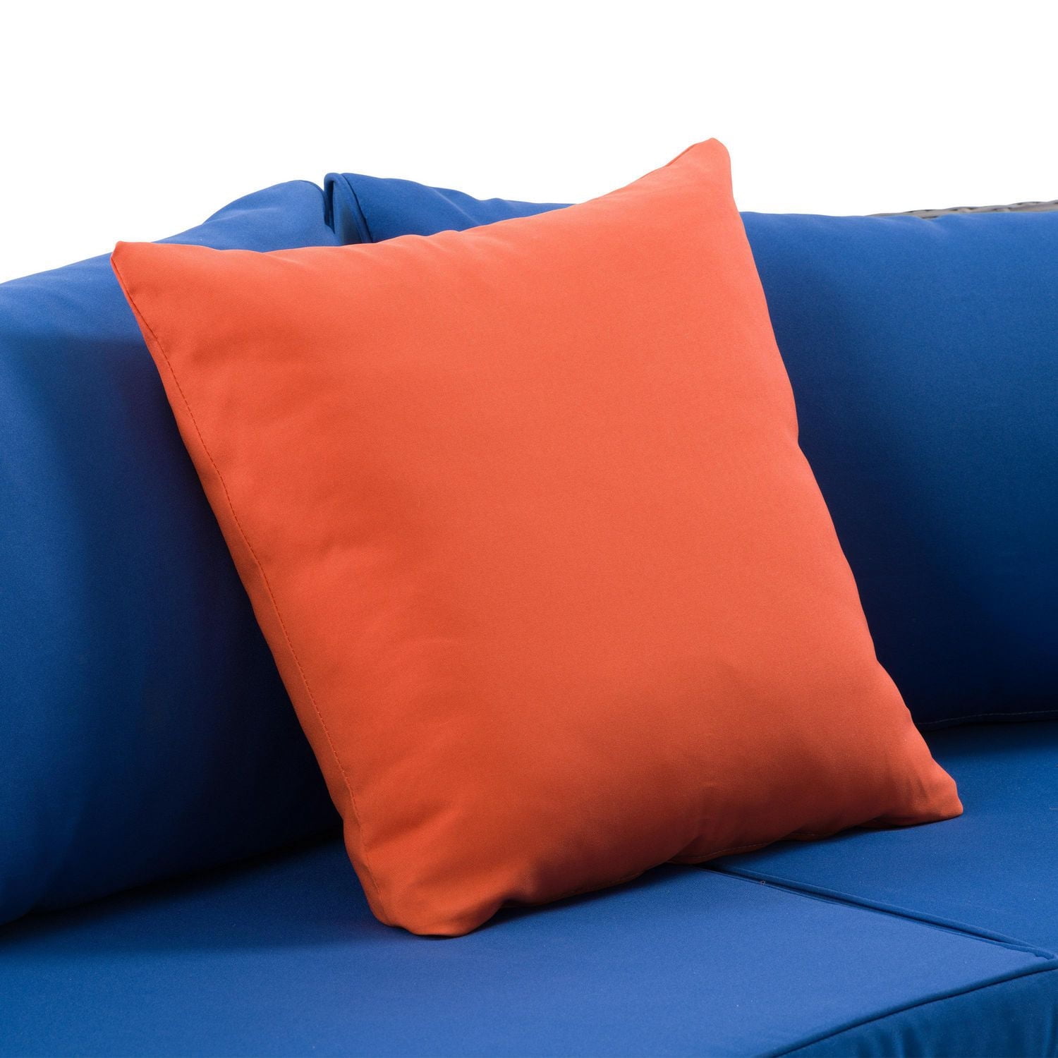 CorLiving Parksville 3-Piece Resin Wicker Patio Sectional Set- Blended Grey Finish/Oxford Blue Cushions