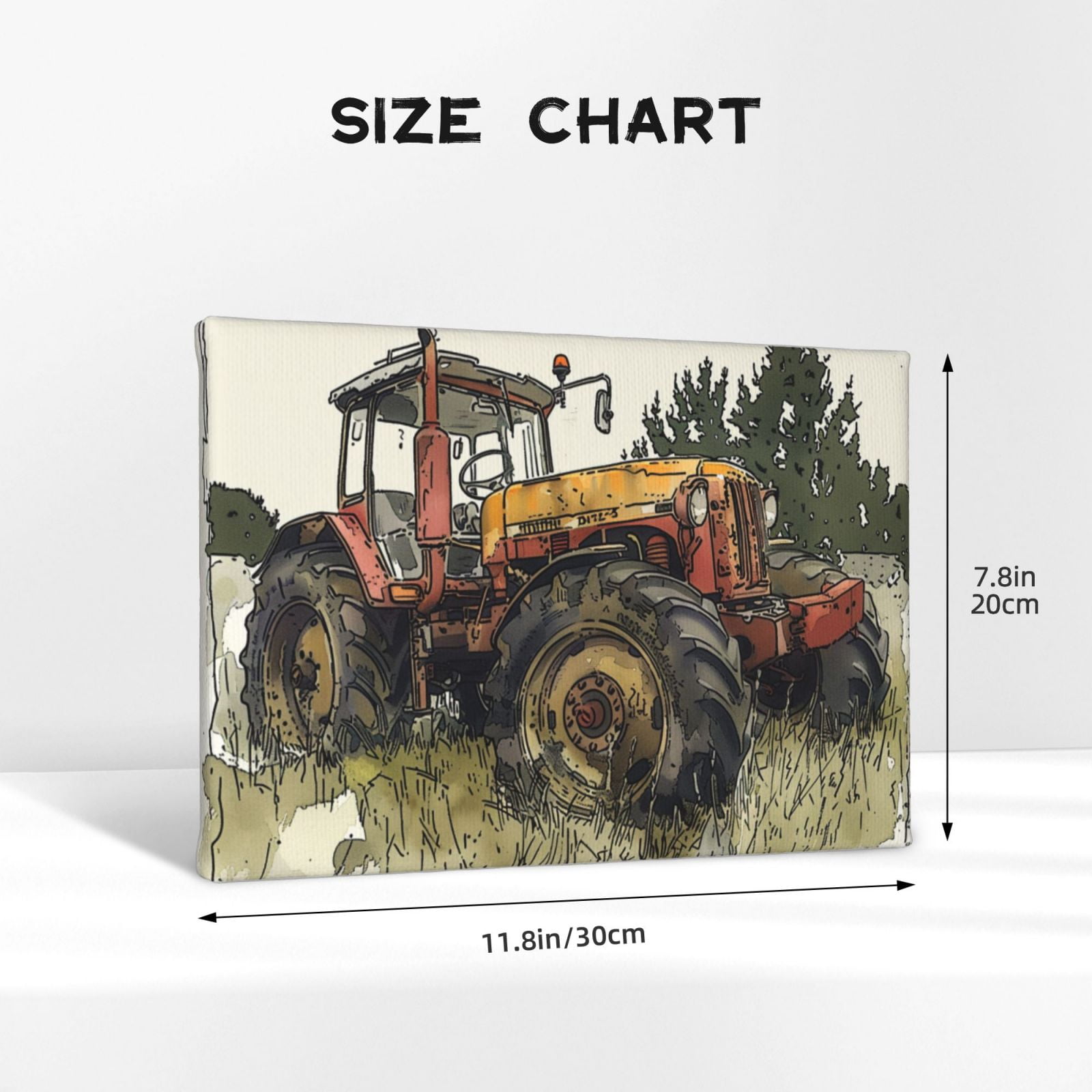 8x12 inch Yard Wall Art Rustic Decor Retro Tractor Canvas Painting,Pastoral Home Yard Fence Wall Decoration Prints,Farmhouse Kitchen,Living Room Wall Hanging Decor Art Hanging Picture Gift