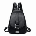 thumbnail image 1 of Women's PU Leather Backpack - Waterproof Anti-theft - Black, 1 of 4