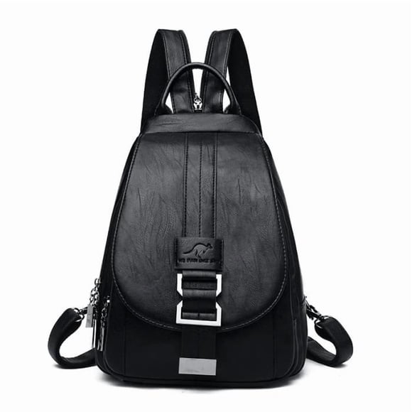 Women's PU Leather Backpack - Waterproof Anti-theft - Black