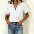 thumbnail image 4 of Enjoytime Button Down Shirts for Women Collared Short Sleeve Work Shirts Solid Color Dressy Business Casual Tops, 4 of 7