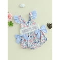 thumbnail image 4 of BemeyourBBs Newborn Baby Girl Daddy's Girl Outfits Baby Girl Fathers Day Outfit Romper Fly Sleeve Flower Print Embroidery Letters Front Bow Bodysuit Cute Infant Baby Girl Summer Clothes, 4 of 9