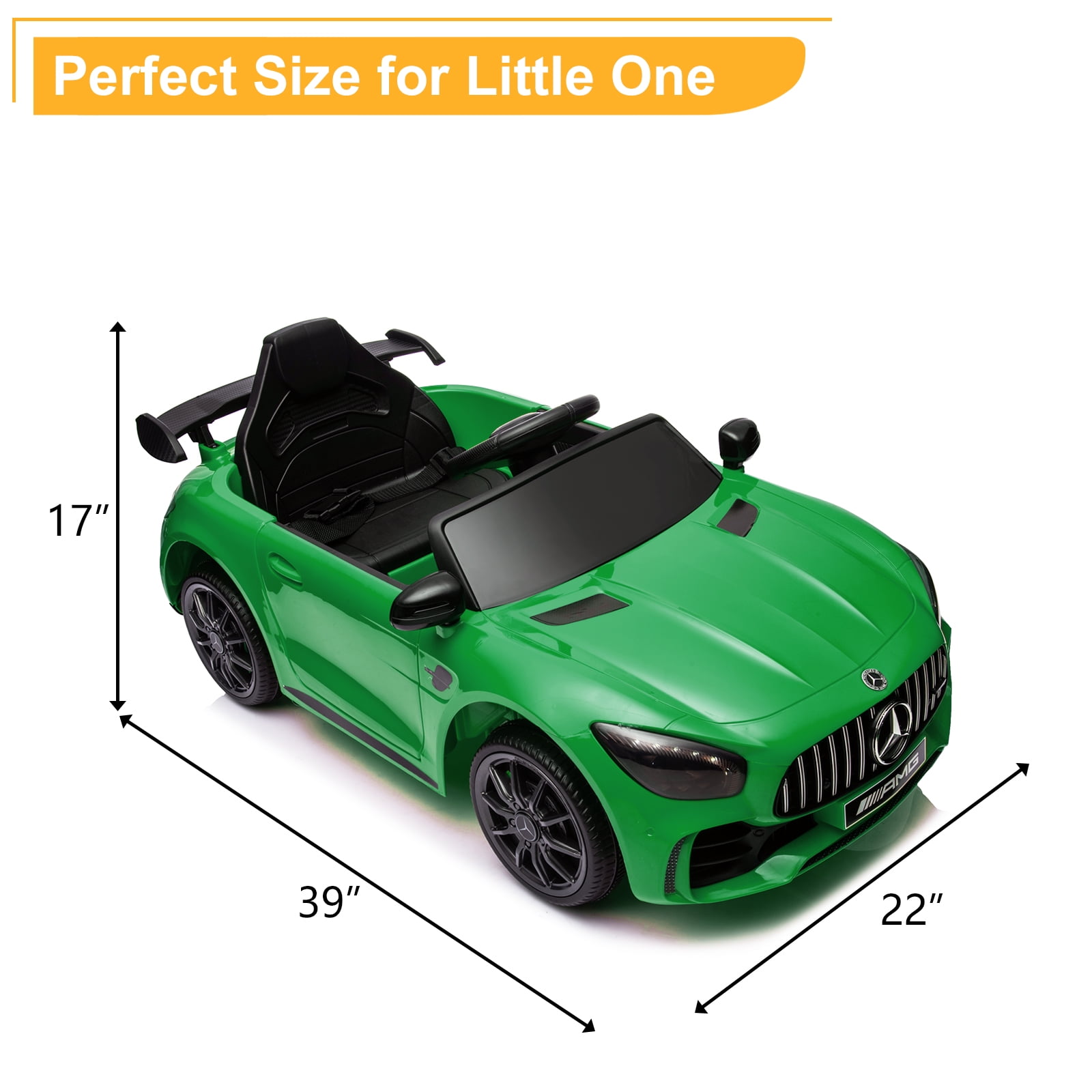 Kepooman 12V 4.5Ah Kids Police Ride On Car with 2.4G Remote Control Mercedes-Benz Sports Car, Electric Toy for Kids, Green