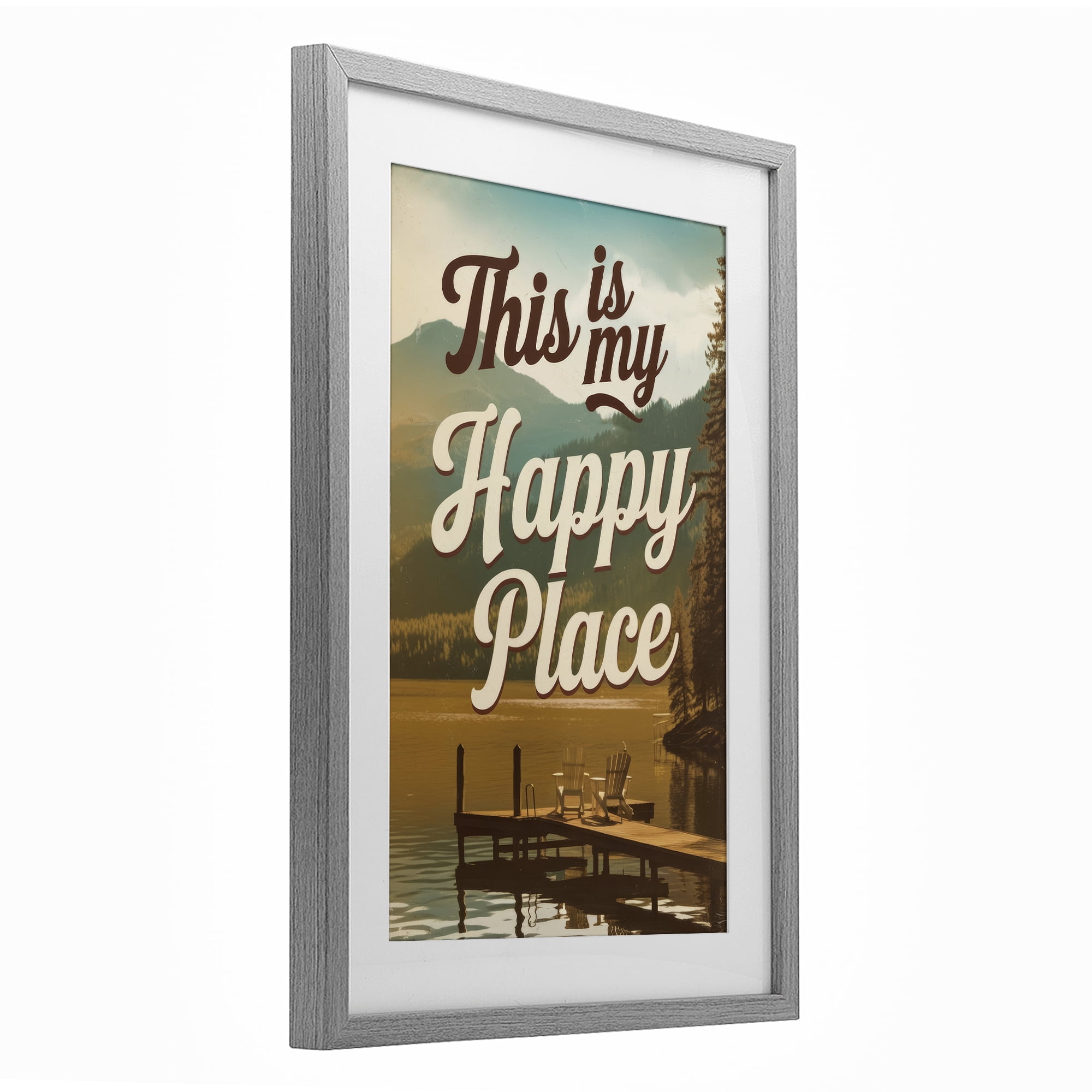 Stupell Industries Vintage My Happy Place Gray Framed Print Under Glass, design by Andreas Magnusson