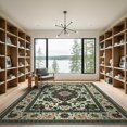 thumbnail image 2 of ODIKA 9'x12' Washable Area Rug Deep Green Vinyl Vintage Mosaic Floral Medallion with Distressed Botanical Design for Master Suite, California King, Under Bed, Non-Shedding, Easy Care, 2 of 7
