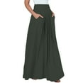 thumbnail image 6 of KOH KOH Long Flowy Cute Modest High Empire Waist Full Floor Length Pockets Casual Semi Formal Vintage Work Office Workwear Maxi Skirt For Women Olive Green Large US 12-14 NT325, 6 of 7