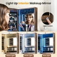 thumbnail image 6 of Giantex 42.5" LED Mirror Jewelry Cabinet, Wall Mounted/Door, Hanging Jewelry Armoire, Brown, 6 of 9