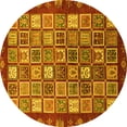 thumbnail image 1 of Ahgly Company Machine Washable Indoor Round Abstract Yellow Modern Area Rugs, 6' Round, 1 of 4