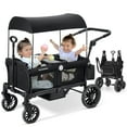 thumbnail image 1 of ELEMARA Wagon Stroller for 2 Kids, Premium All-Terrain Stroller Wagon, Collapsible Kids Wagon with Canopy, Adjustable Push/Pull Handle Bar, Comfortable drop-down footwell and Upholstered Seats, Black, 1 of 5