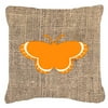 Carolines Treasures BB1039-BL-OR-PW1818 Butterfly Burlap and Orange Indoor & Outdoor Decorative Fabric Pillow - 18 x 18 in.