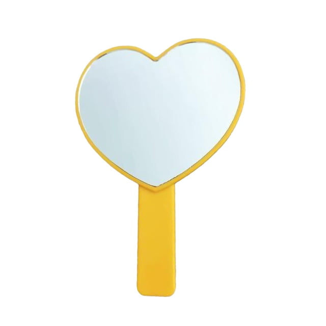 BELOVING Cute Heart Shaped Mirror Beauty Single Side Look Adorable Design Yellow