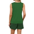 thumbnail image 5 of Gingham Check 2-Piece Set for Women - Solid Square Neck Tank Top & Elastic Waist Drawstring Shorts with Pockets, Vintage Summer Picnic Outfit Green XL, 5 of 8