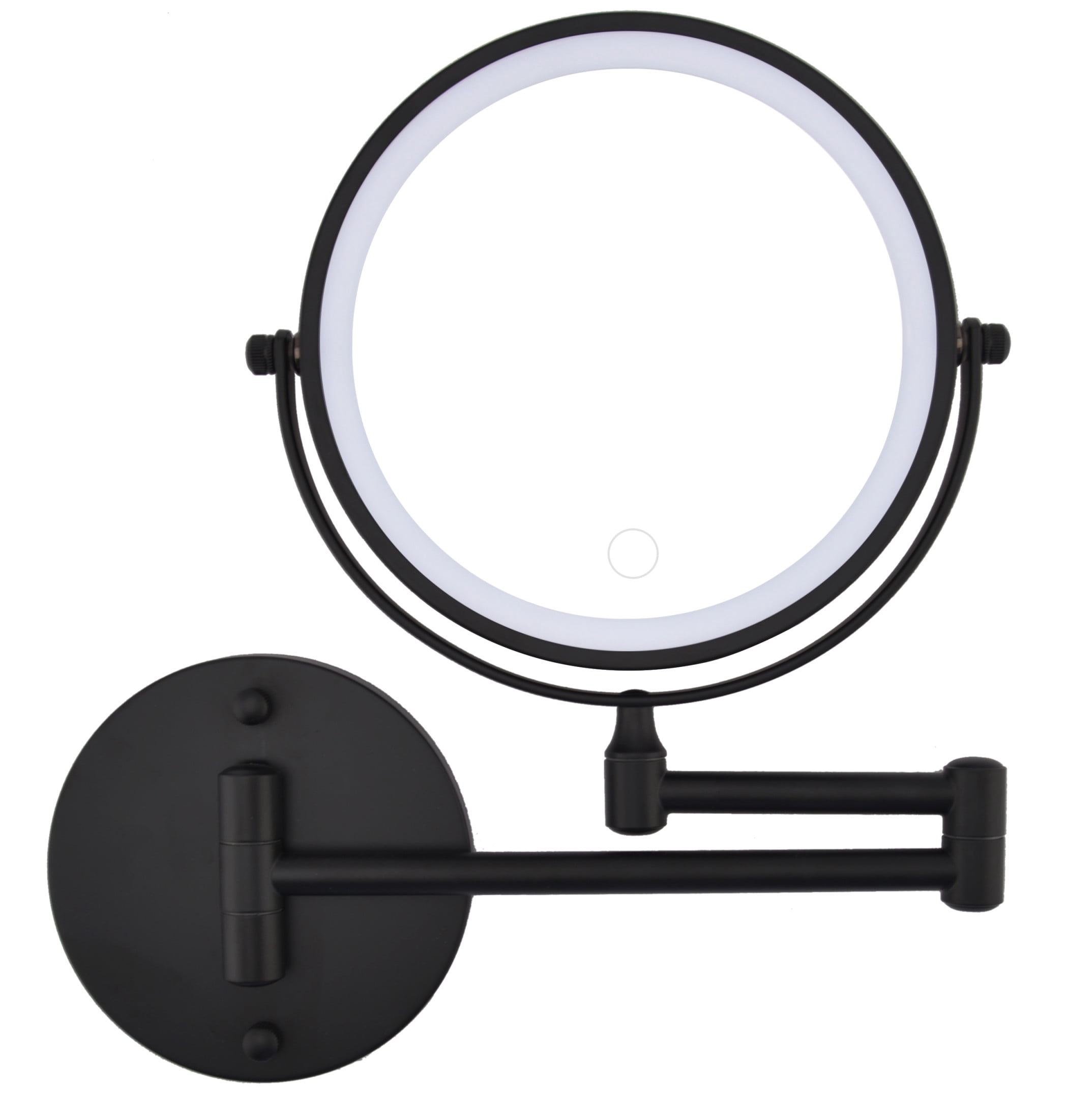 Noble House 10.4" Rechargeable Wall Mounted LED Makeup Mirror, Brushed Double-Sided Rotation Vanity Mirror, Black