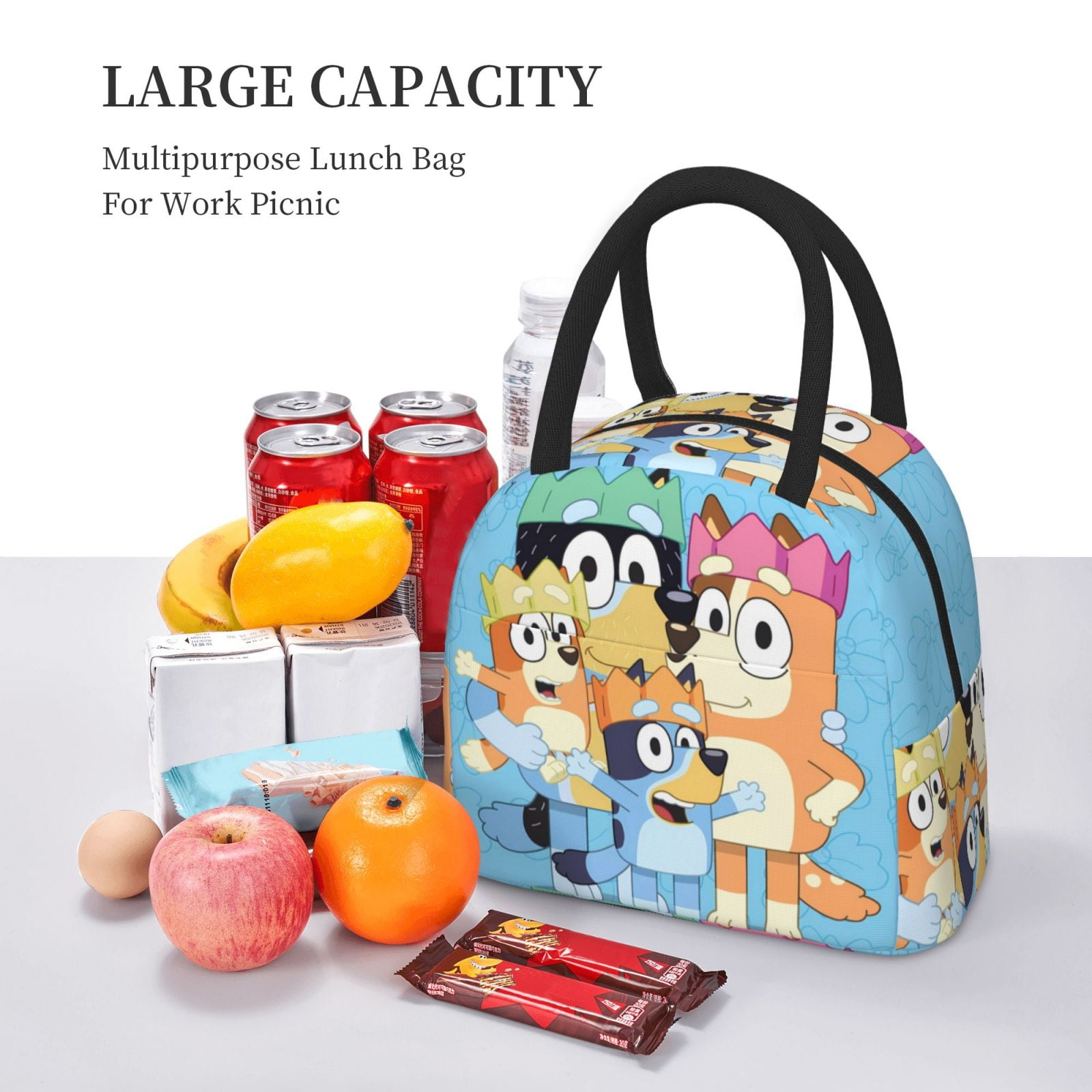 Masiiu Bluey Print Lunch Bag Large Capacity, Insulated Lunch Bag for Work, School, Picnic-One Size