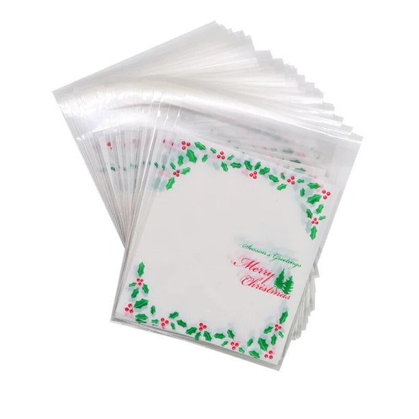 50/100 Uds 10x1 0cm Bolsas de dulces de Navidad Santa Claus refrigerio de galletas comida bolsa de regalo embalaje Navidad Suministros De Decoración De Navidad