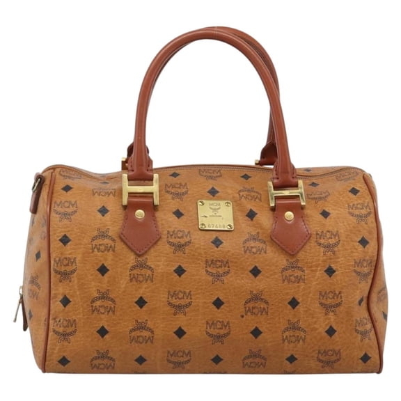 Pre-Owned MCM Visetos Logogramme Leather Brown Leather Handbag