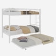 thumbnail image 6 of UIOWIO Triple Bunk Bed Twin over Twin with Trundle, Includes 3 Twin Size 6" Green Tea Memory Foam Mattresses, Convertible Metal Frame with Ladder and Guardrail, for Teens and Adults, White, 6 of 10