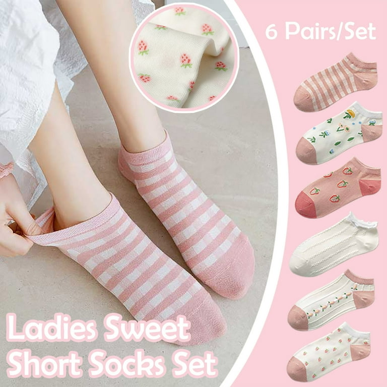 Mart Women Socks Womens Socks Athletic Ankle Ladies Girls Cute Pink  Strawberry Breathable Non-slip Combed Cotton Socks Sox Female Socks Footies  Liner