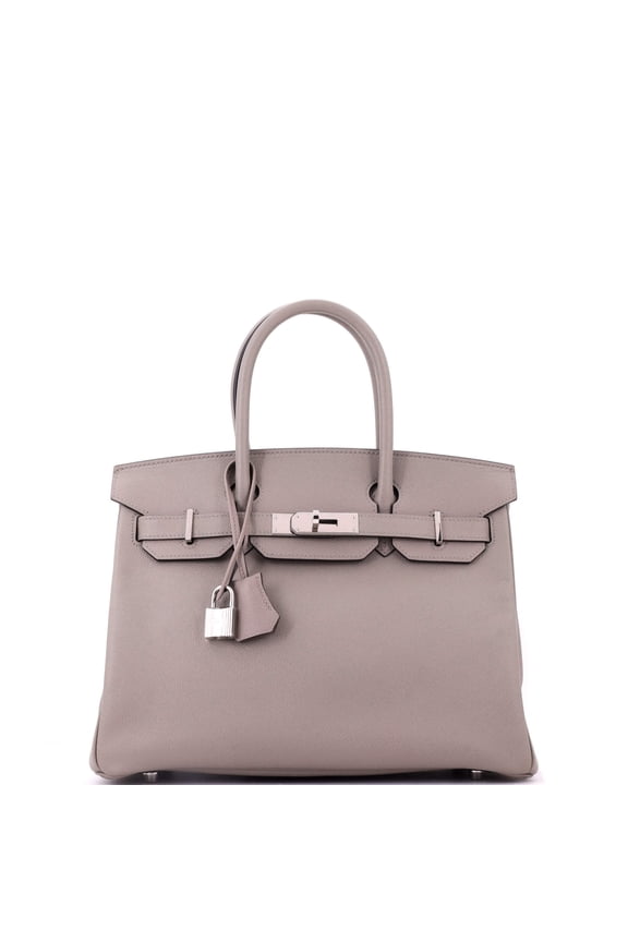 Pre-Owned Birkin Handbag Grey Epsom with Palladium Hardware 30 By Rebag