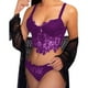 thumbnail image 3 of Gibobby Conjunto de lencería Sujetador + tangas Conjunto Sujetador Damas Lencería de encaje Tanga Ropa interior Lencería sexy Bordado Sexy(Morado, 3XL), 3 of 5