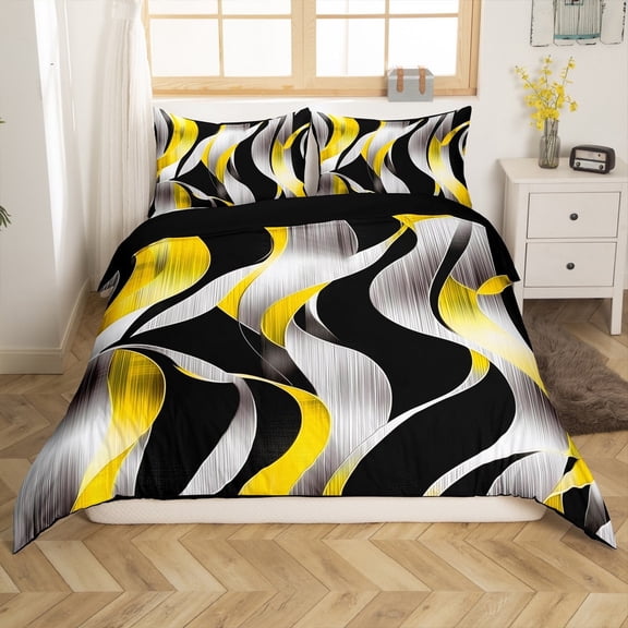 Erosebridal Lines Spiral Comforter Cover Twin,Geometric Stripes Bedding Twin Size,Abstract Artwork Duvet Cover Twin,Breathable Swirl Room Decor(No Comforter),Reversible,3pcs