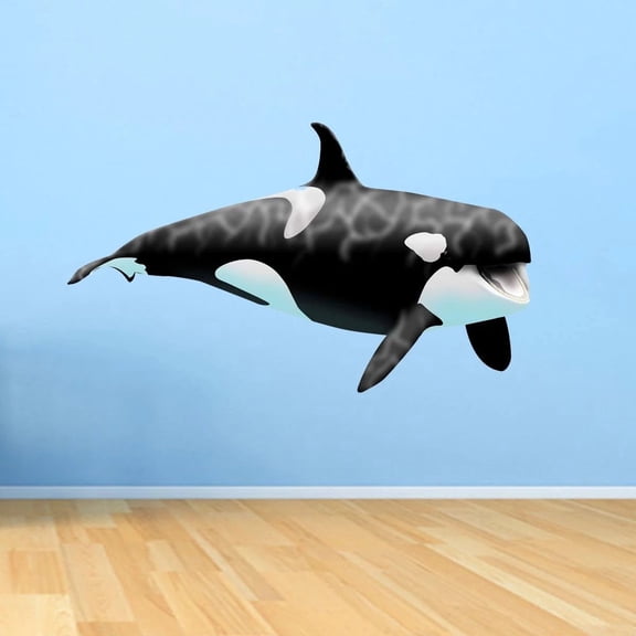 VWAQ Giant Orca Whale Wall Decal Peel and Stick Killer Whale Ocean Wall Art (14.5" H X 24" W)