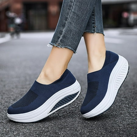 

Summer Savings Clearance UMfun Women s Slip On Sneakers Summer Plus Size Wide Shoes Fashion Casual Mesh Breathable Women s Sports ShoesBlue