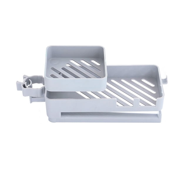 Cateissary Grifo Soporte de esponja Cocina Baño Encimera Toalla Estante de almacenamiento Fregadero Ahorro de espacio Toallita Organizador Organizadores de utensilios de cocina Gris