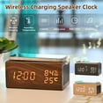 thumbnail image 3 of ELECTIME Wooden Digital Alarm Clock with Wireless Charging, Bluetooth Speaker, Temperature, Humidity, 3 of 13