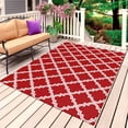 thumbnail image 4 of Outdoor Rug 3x5 ft Moroccan Pattern Outdoor Large Area Rug Non Slip Rubber Geometric Trellis Red Front Door Mat RV Rug Camping Carpet Patio Outdoor Rugs for Backyard Balcony Deck Porch Indoor, 4 of 9