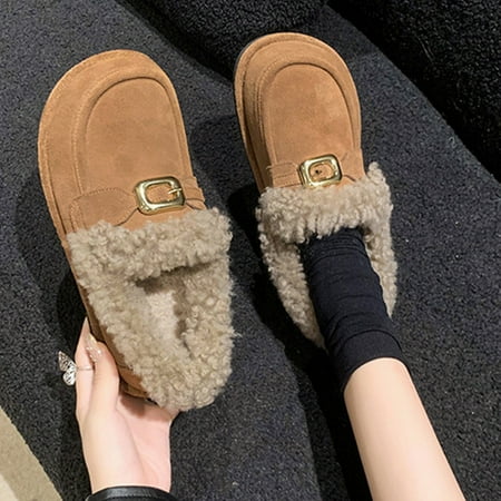 

WQJNWEQ Women s Flats Shoes Leisure Thickened Foot Wrapped Winter Home Cotton Shoes Outer Wear Full Package Shoes Warm Home indoor Plush Shoes Thick Bottom Package Heel Plush Comfort