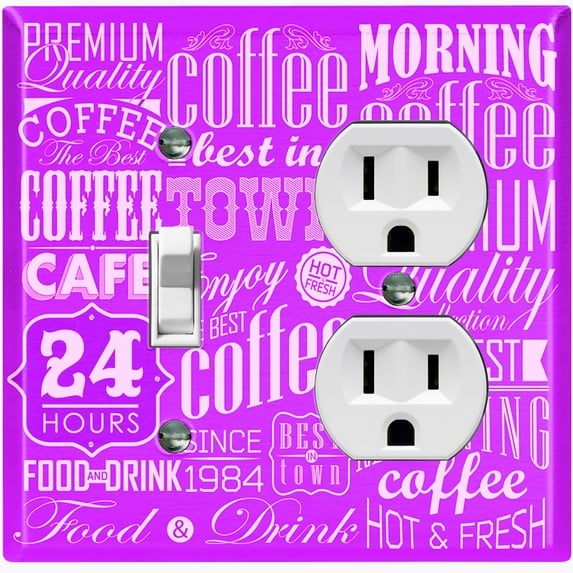 Metal Light Switch Plate Cover Cafe Diner Coffee Sign Purple COF039