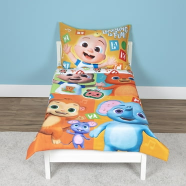 NoJo CoComelon "Learning is Fun" 4-Piece Toddler Bedding Set, Multi Color Print, Toddler Boy or Girl