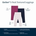 thumbnail image 5 of Gerber Toddler Girl 3-Pack Bows Leggins, Sizes 2-5 T, 5 of 6