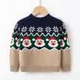 thumbnail image 4 of Weebloom Boys Girls Christmas Sweater Toddler Xmas Santa Prints Long Sleeve Warm Knitted Pullover Knitwear Tops Sweaters 2-3 Years Navy, 4 of 7