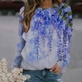 thumbnail image 2 of Pompotops Femmes Décontracté Imprimé Col Rond Chandail Manches Longues Chemises Swerts Blouse T-shirt Hauts, 2 of 5