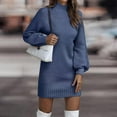 thumbnail image 4 of HAJWOH Sweater Dresses for Women Fall Long Sleeve Ribbed Knit Pullover Dresses Turtleneck Bodycon Fashion Fall Mini Sweaters Dresses Blue XXL, 4 of 4
